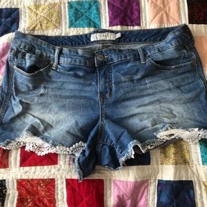Torrid Lace Accent Denim Shorts